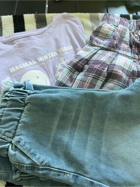 girls 3 pieces jean top and skirt